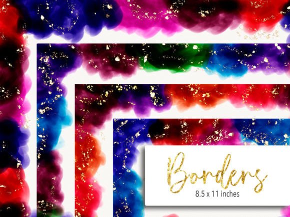 Alcohol Ink Digital Borders Clip Art