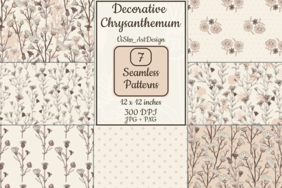 Beige Chrysanthemum Seamless Pattern: Elevate Your DIY Projects with Elegant, Natural Design