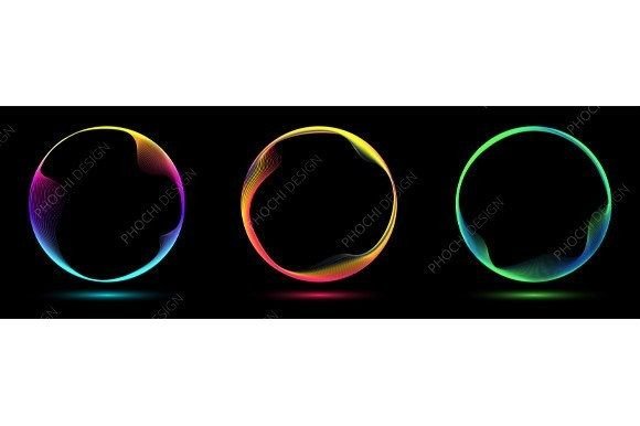 Evaluating Set Glowing Neon Color Circles Elements for High-Impact Design Projects