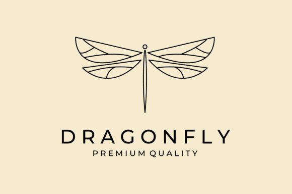 Minimalist Dragonfly Line Art Logo Design