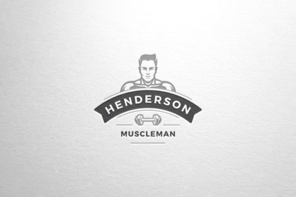 Muscular Man Fitness Club Retro Logo
