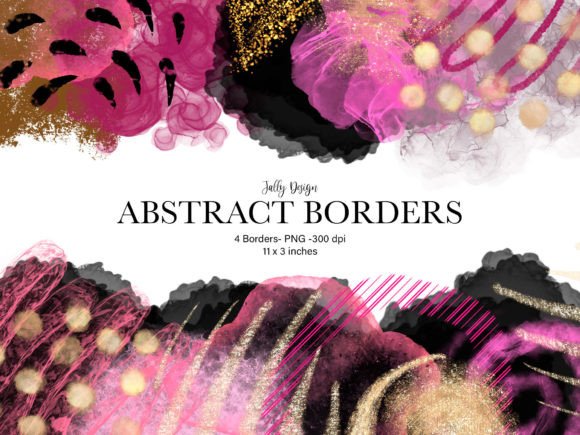 Pink and Black Luxury Borders Clip Art