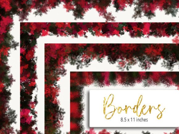 Red Black Abstract Flowers Borders