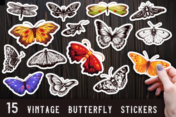 Vintage Butterfly Stickers 15 PNG S: A Versatile Resource for Modern Creativity
