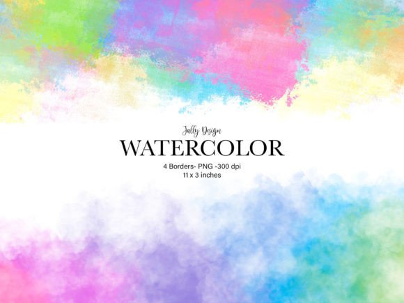 Watercolor Rainbow Borders Clip Art