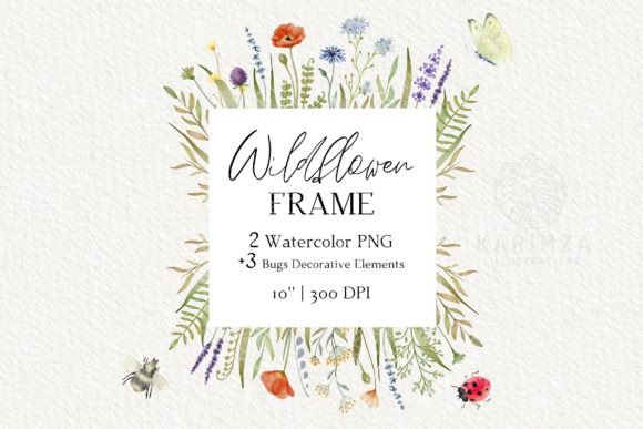 Wildflower Frame PNG, Instant Download